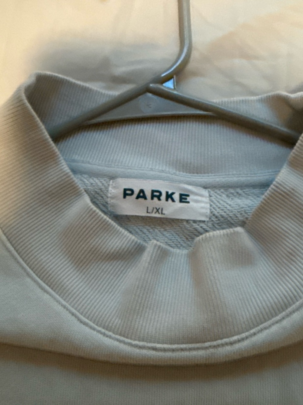 Parke Women's Crewneck Sweatshirt in Light Gray with Yellow Logo - Picture 5 of 5
